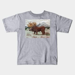 Majestic Moose in the Mountains Kids T-Shirt